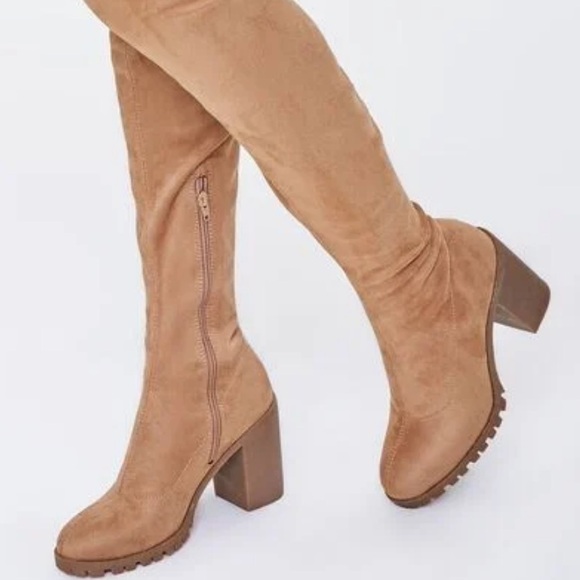 Faux Suede Over Knee Boots - Picture 1 of 4